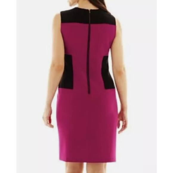 Danny & Nicole Dress Womens 16 Berry Black Colorblock Sheath Zipper Back Career - Picture 3 of 8